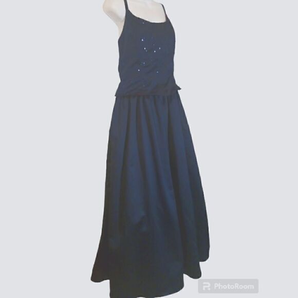 Jessica McClintock Gunne Sax navy blue sequined corset prom/ball gown 11/12 - Picture 2 of 11